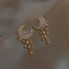 Oreille manchette à la mode lune boucles d'oreilles pour femmes tempérament perle cerise chat pendentif boucle d'oreille fille fête bijoux cadeau 230426