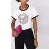 23ss zadig voltaire camiseta feminina zv manga cor contraste polia carta impressão broca quente algodão feminino manga curta camiseta