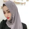 Abbigliamento etnico Donne Rhinestone Hijabs Chiffon Muslim Pesatrice Scialli di colore solido e avvolge Pashmina Stoles Female Hijab Plain Turban 2023