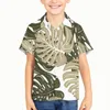 Men's Casual Shirts Tropical Plantain Leaf Pattern Children Kid Boy Hawaiian 3d Printed Summer Loose Breathable Retro Short Sleeve