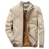 Men's Jackets Autumn Winter Fleece Jacket Men Coat Solid Color Fashion Casual Khaki Black Military Baseball S Clothing