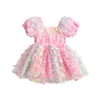 Mädchen Kleider 0-5 Jahre Kinder Mädchen Prinzessin Kleid Baby Sommer Kleidung Kleinkind Kinder Kurze Puffärmel 3D Schmetterling Tüll A-Linie