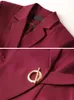 Blazers Sonbahar Ofis Lady Top Blazers Katı Uzun Kollu Ceket Haldigan Düğmesi Günlük Takım Takım Donanma Draped Slim Women Wine Kırmızı Ceket