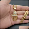 Anhänger Halsketten Hip Hop Strass Gepflasterte Bling Iced Out Gold Edelstahl Basketball Korb Anhänger Halskette Männer Rapper Schmuck Dhmsn