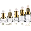 Gold Glass Droper Bottle 20 30 50 ml Luxury Serum -flaskor med Shinny Cap för eterisk olja JEAWB