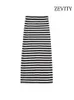 Tweedelige jurk ZEVITY Women Fashion Striped Crop Geknit trui en hoge elastische taille midi rok vrouwelijke tweedelige sets mujer set501 230428