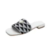10A Designer Slide Donne Donne Ricorse pantofole in tessuto Sandals Metallic Sandals Woman Sandalo di lusso Triangolo grido tacchi di moda Summer Beach Bass Tannocchia Scarpe