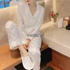 home clothing Jacquard Plaid Silk Pajamas Set for Women - Long-sleeved High-grade Ice Can Be Worn Outside Home Wearvaiduryd