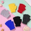 Mitaines pour enfants 1 paire nouvelle nouveauté garçons filles demi-doigt gants sans doigts noir tricoté extensible élastique gants chauds gants de cyclisme en plein air R231128