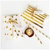 Present Wrap Golden Dot Striped Pillow Candy Box Celebration Baking Without Band och Etikett 14x10cm Drop Leverans Home Garden Dhodg