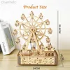 3D Puzzles Ury Wood LED Rotertable Ferris Wheel Music Octave Box Model Mechanical Kit Assembly Decor Diy Toy Gift for Kid Adult