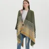 Foulards 2023 Poncho de cachemire pour femmes rayé patchwork écharpe châle designer lâche barbu fil d'argent