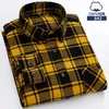 Men's Casual Shirts 100% Cotton Sanding Fabric Standard-fit Men Casual Plaid Brushed Flannel Shirt Long-Sleeved Oversize Size S-6XL 231127