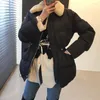 Trenchs de femmes Manteaux Corée Femmes Parkas Élégant Solide Femme Revers Zipper Hiver Femelle Épais Chaud Coréen Mode Taille Veste Rembourrée 3