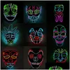 Maski imprezowe Arty LED Light Eagle Tancerz Cat Head Fashion Cool Mask From the Purge Election Year Wspaniale na festiwal Cosplay Halloween Dhsqg