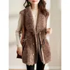 Gilets pour femmes gilets en peluche pour femmes revers mi-long polaire décontracté sans manches cardigans surdimensionnés vestes d'hiver hauts amples