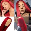 Synthetic Wigs Fashion Red Split Long Straight Women's Wig High Temperature Silk Chemical Fiber Head Cover