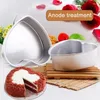 Moldes de cozimento 2pcs Alumínio em forma de coração Pan de molde DIY Ferramenta com push de fundo removível para o casamento de festa