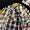 Herren Casual Shirts Zongke Patchwork Plaid Langarm Top Vintage Shirt Herren Herrenbekleidung Tops Streetwear Japanese Fashion 3XL 2023 Frühling