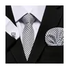Neck Ties Jacquard Est Design Festive Present Silk Tie Handkufe Cufflink Set Nathti Shirt Accessories Man's Blue Plaid 231128