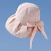 Chapeaux à large bord Chapeau de soleil pour femme Bow Pêcheur Casual Mode Tissu pliable Énorme plage Grande tête pour hommes Voyage Plus