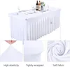 Table Cloth Rectangle Ruffled Spandex Wedding Cover Stretch Long Bar Linen el Event Party Skirt Decoration 231127