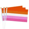 8 Stili Bandiere arcobaleno Bandiera sventolante a mano in poliestere Bandiera da giardino Banner con pennone 14x21CM 0428