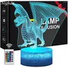 Luzes noturnas Nightdn 3D Ilusão Dinosaur Lamp Light for Boys Colorful Led Dragon Toy Toy Kids Aniversário Presentes de Natal