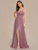 Party Dresses Elegant Evening Dress V Neck Sleeveless Embroidery Floor Length With Spaghetti Straps 2023 Ever Pretty Of Orchid Bridesmaid