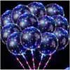 18 Inch Led Bobo Balloons Light Up Clear Helium Bubble Glow Balloon With String Lights For Christmas Birthday Wedding Drop Delivery Dho1K