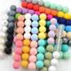 Jouets de dentition pour bébé 15mm 100pcs perles de silicone rondes collier d'allaitement attache-sucette soins bucco-dentaires sans BPA de qualité alimentaire coloré 230427