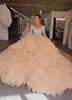 Puffy V Neck Wedding Dresses Ball Gown Off The Shoulder Dresses Full Sleeve Tiered Ruffles vestidos de novia Custom Made