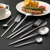 Set di stoviglie Sliver Stoviglie in acciaio inossidabile Coltelli Forchette Cucchiai Portogallo Set di posate opache occidentali Lavabile in lavastoviglie Cucina