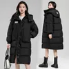 Mulheres para baixo parkas longo inverno algodão casaco feminino à prova de vento casaco engrossar quente algodão acolchoado jaqueta com capuz puffer outwear 231127