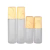 5ml 10ml Roll On Bottle Frosted Clear Glass Roller Bottles with Wood Grain Plastic Cap for Essential Oil Perfume Cosmetic Hqcvq