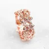 Wedding Rings Fancy Jewelry Flower Ring for Women Rose Gold Color Finger Accessories for Daily Life Low-key Aesthetic Wedding Band Gift R231127