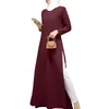 Roupas étnicas Eid Ramadan Mubarak Slim Dress for Women Dubai Arab Kaftan Abaya Turquia Muslim Round Collar Longe Islam femme vestidos