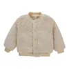 Vestes vêtements d'extérieur en peluche pour bébé enfants filles garçons hiver à manches longues polaire couleur Pure manteau Cardigan avec bouton mode enfants