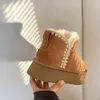 Botas de nieve cálidas y cómodas, botines de piel auténtica, plataforma de moda de invierno, bordado de hilo, estilos bohemios, zapatos con lazo dulce, bolso redondo, cómodo e informal