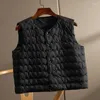 Gilet da donna Il prezzo fuori stagione è troppo profumato! Gilet in piumino di velluto leggero caldo non grasso girocollo 90 femminile primavera casa H5i60