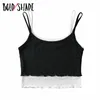 T-Shirt Bold Shade Grunge Streetwear 90s Style Camis Women Patchwork Indie Vintage Tank Tops 2021 Skinny Ribbed Strap Crop Top Basic Hot