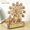 3D Puzzles Ury Wood LED Rotertable Ferris Wheel Music Octave Box Model Mechanical Kit Assembly Decor Diy Toy Gift for Kid Adult