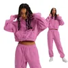 Dwuczęściowe spodnie damskie 2023 Chic Sexy Women Super Short Crope Hodies Dziewczyna Kobieta Hip Hop Loose Solid Hooded Pullover Streetwear 2