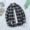 Casual Designer Blouses Plaid Top Mens Loose Chic Student Harajuku Trend Shirt Coat Thin Long Sleeve Multicolor plus size 3xl