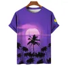 T-shirt da uomo Camicia stile hawaiano da uomo Estate O-Collo Manica corta Vacanza Top T-shirt casual Harajuku Coconut Tree Stampa Uomo sciolto