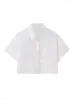 Bluzki damskie 2023 Summer Poplin Short Shirt Lapel Short-Sleeved Pocket Prosta biała ubrania uliczne w All-Match Fashion