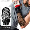 Tatouages Autocollants de dessin colorés Autocollant de tatouage temporaire étanche Roi Lion Couronne Croix Motif Tigre Faux Tatouage Flash Tatoo Noir Body Art pour Enfants Femmes Hommes L23