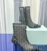 bota sandália de malha Botas femininas com acabamento em couro