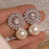 2024 Ins Drop Venda Brincos de Luxo Jóias 925 Sterling Silver Pearl Water Drop 5A Cubic Zircon Baroque Party Mulheres Brinco de Casamento para o Presente do Dia das Mães