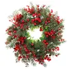 Flores decorativas 1 Uds. Guirnalda de bayas de invierno árbol de Navidad coronas artificiales porche de Navidad
